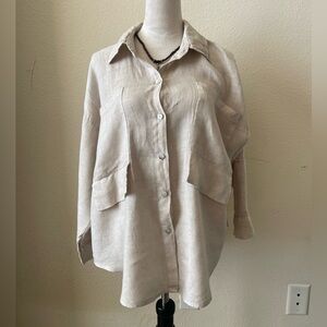 100% linen Button-Up Oversized Shirt 🇮🇹